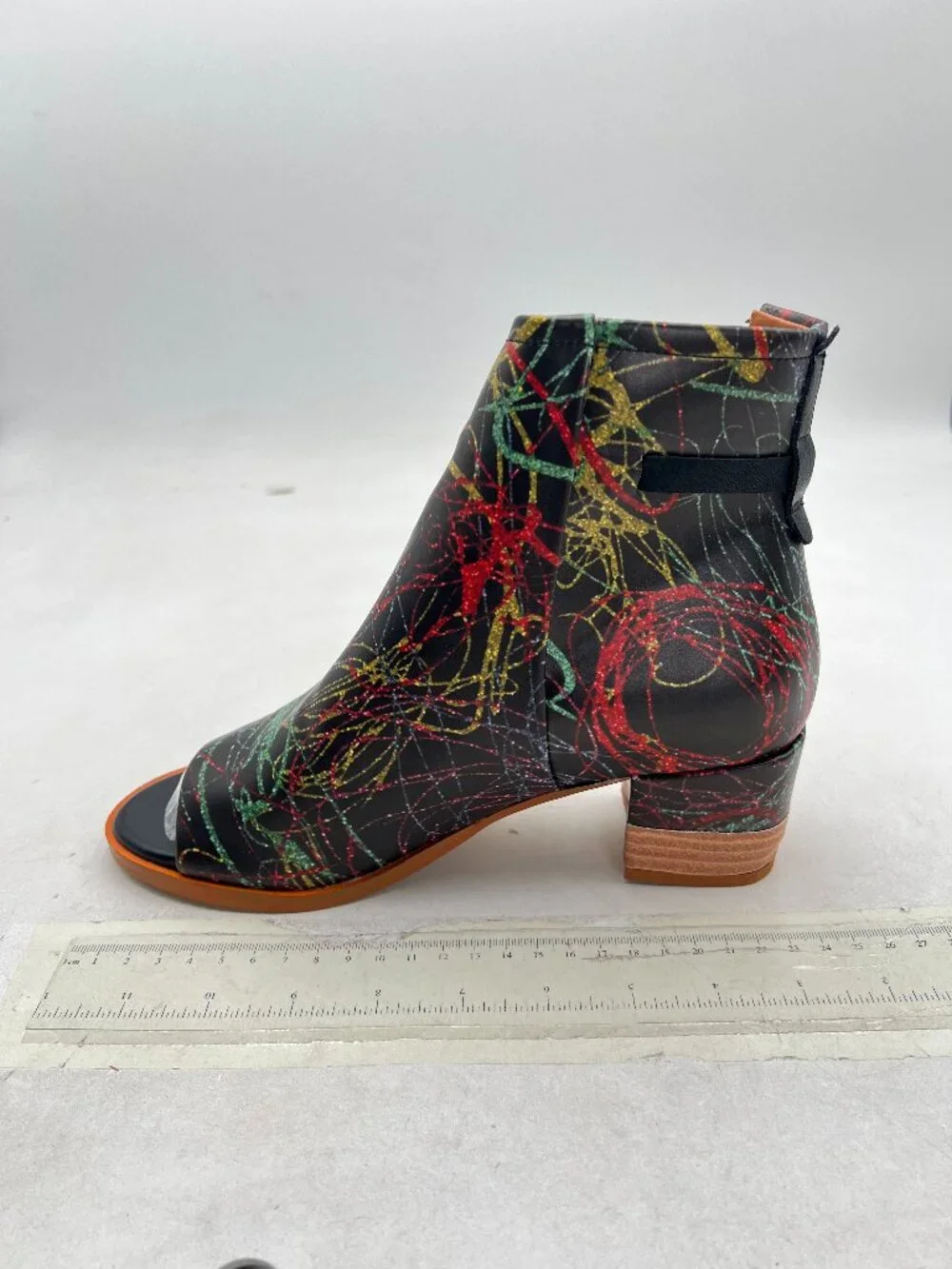FSJ Color Lines Peep Open Toe Sandals Boot Cut Out Buckle Ankle Bootie